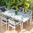 thumbnail image 2 of Purple Hydrangea Table Cloths for 5 Foot Rectangle Tables, Spring Eucalyptus Butterfly Pastoral Patio Waterproof Elastic Fitted Tablecloths, Washable Rectangular Table Cover for Camping, 2 of 8