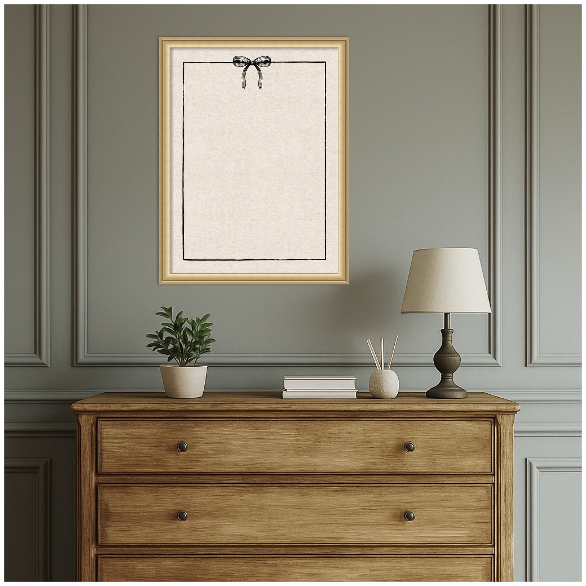 Kate and Laurel Framed Fabric Pinboard 20 x 26,  Printed Linen Classic Bulletin Board for Use as a Vision Board or Wall Organization, Florence Gold Frame