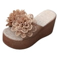 thumbnail image 6 of Pandaie Women's 3D Flower Platform Sandals Bohemia Dressy Wedge Slides Casual Summer Beach Slippers Open Toe Walking Outdoor Shoes Brown Size 7, 6 of 7