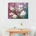 thumbnail image 3 of COMIO  Blossom Wall Art Floral Wall Decor Living Room Purple Art Pink Flower Wall Panel Painting Butterfly Moon Pictures Canvas Prints Decor for Bedroom Dining Room Home Decor, 3 of 5