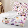 thumbnail image 4 of Feelyou Kawaii Ghost Bed Spread Queen, Cute Witch Hat Queen Coverlet Set, Pink White, 3 Pieces, 1 Comforter and 2 Pillowcases, 4 of 7