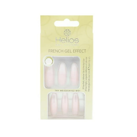 Helios PDV1158 French Gel Effect Artificial Nails - Super Long Size