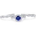 thumbnail image 3 of beryl_creation 2.00 Ct Round Cut Blue Sapphire Wedding Engagement Bridal Ring Set 14K White Gold Plated 925 Sterling Silver For Women's -9.5, 3 of 3