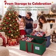 thumbnail image 4 of Yexmas Large Christmas Ornament Storage Box,Holiday Decoration Ornament Storage with Reinforced Handles & Extra Pockets,Green, 4 of 7