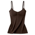 thumbnail image 4 of Women U-back Tank Top Built-in Padded Bra Seamless Stretch Inner Outer Wear Z01 Brown XL, 4 of 4