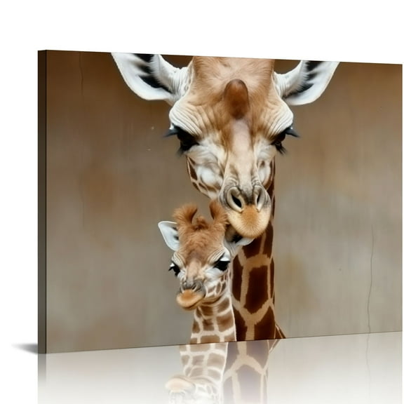 BCIIG   Animal Poster, Giraffe Mother and Baby, Mother's Love Kiss, Farmhouse Wall Art Deco  Canvas Wall Art Prints for Wall Decor Room Decor Bedroom Decor Gifts   20x16in