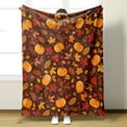 thumbnail image 3 of AUQ Ultra Soft Fall Throw Blanket with Pumpkins and Maples,Cozy Flannel Fleece Luxury Decoration Blanket for Bed,Sofa and Couch Fall Decorations for Home Pumpkin Throw Blanket, 3 of 7