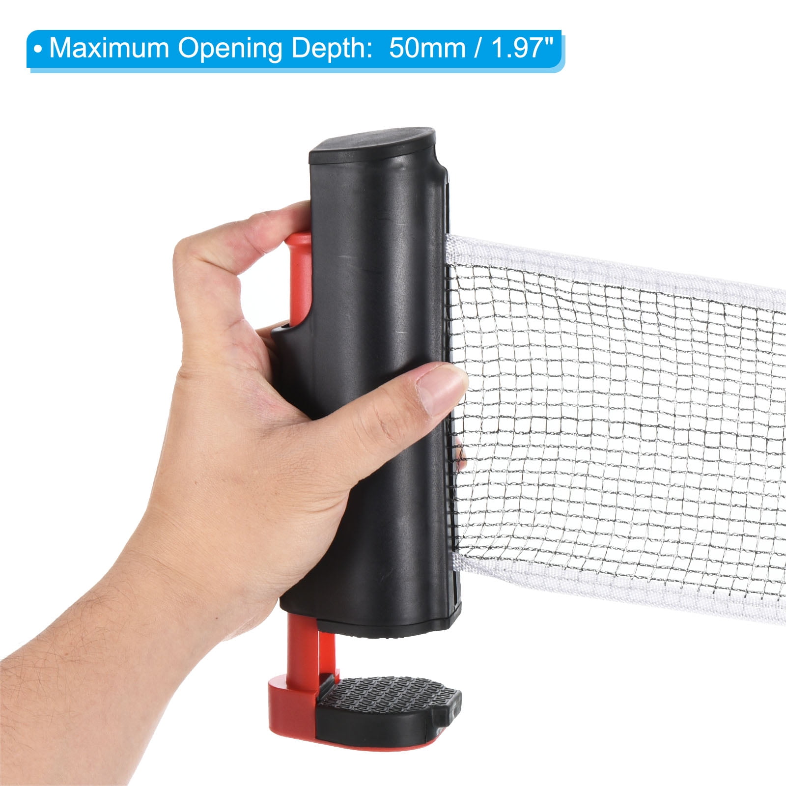 Uxcell Up to 2" Retractable Ping Pong Net Portable Table Tennis Net and Post Replacement for Any Table, Black Red