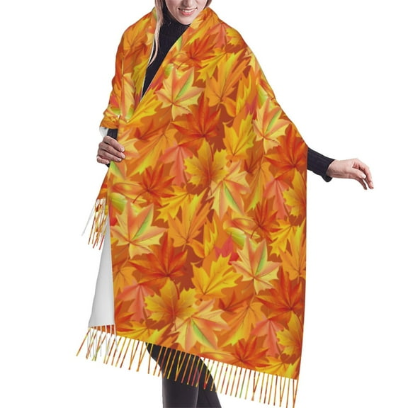 Shawl Wraps for Women - yellow maple leaf Oversized Fall Winter Fashion Blanket Scarf for Women