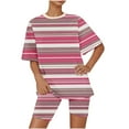 thumbnail image 4 of Ndbuld Women's Tops Womens Two Piece Lounge Sets Casual Summer Outfits 2 Piece Short Matching Clothing Set Family Gifts Pink 2XL, 4 of 6