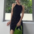 thumbnail image 3 of Women Halter Neck Mini Dress French Style Elegant Charming Floral Print Sleeveless A-line Dress for Summer Party, 3 of 10