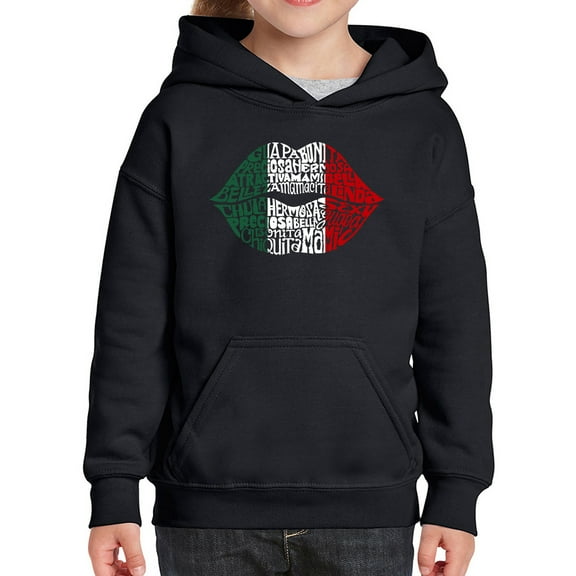 Girl's Word Art Hooded Sweatshirt - Latina Lips