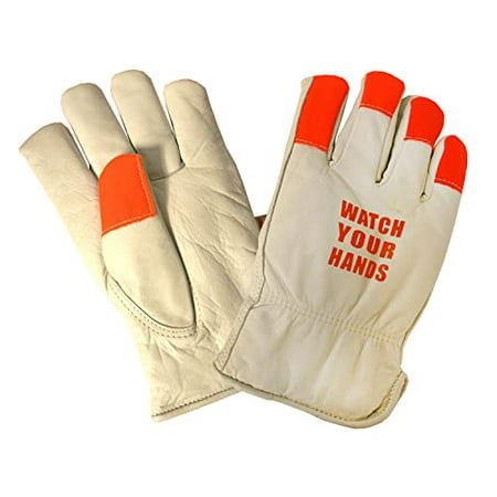 

12-Pack of Cordova 8255WYHXXL Premium Grain Cowhide Driver Work Gloves Thinsulate Lined Shirred Elastic Back Hi-Vis Orange Fabric Finger Tips Keystone Thumb Watch Your Hands Logo 2X-Large