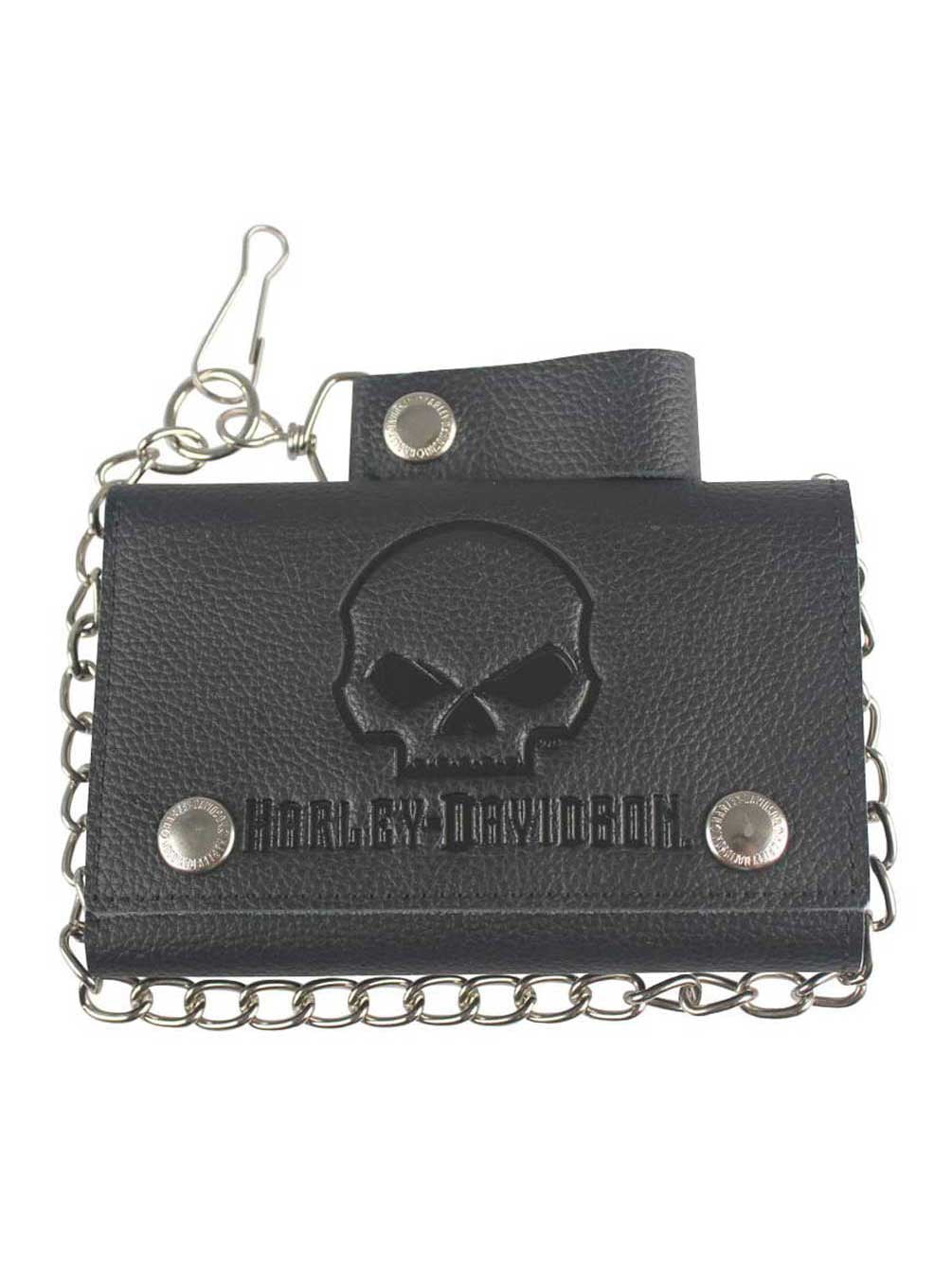 Harley-Davidson Men's Skull Embossed Trucker Tri-Fold Plus Wallet ...