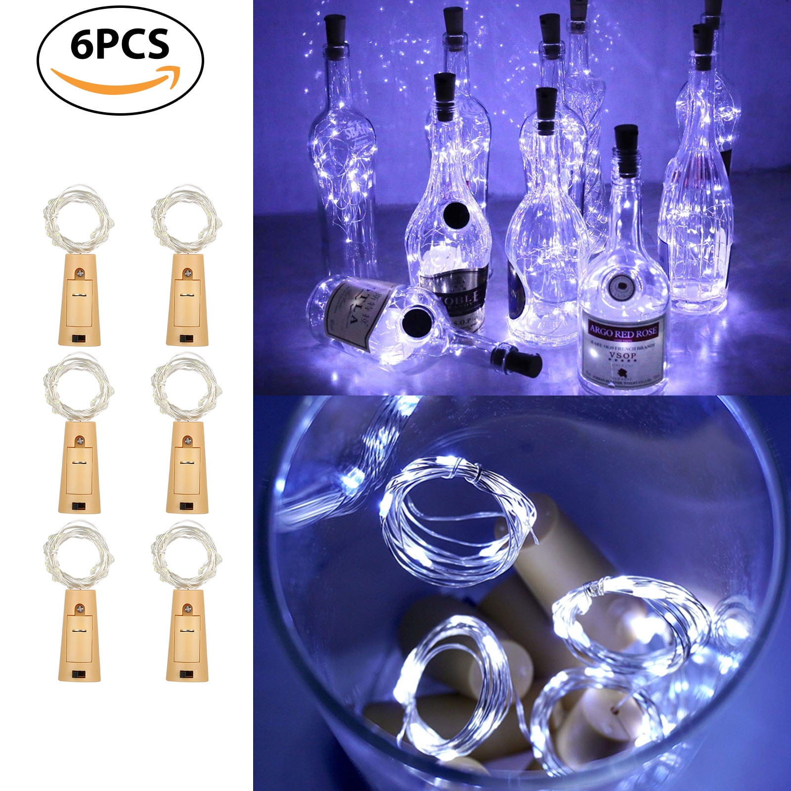 Wine Bottle Cork Lights, 12/9/6/3 Pcs 20 LED/ 30 Inches Battery Operated Cork Shape Copper Wire