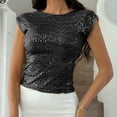 thumbnail image 6 of Black Womens Blouses Women's Sleeveless Glitter Sequin Tank Tops Vest Tops Backless Glitter Camisole Ladies Tops and Blouses, 6 of 6