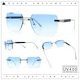 thumbnail image 2 of Mens Luxury Urban Gangster Beveled Rimless Rectangle Sunglasses Silver - Blue, 2 of 8