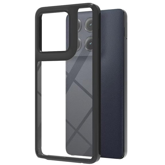 For Motorola Edge 2025 Case, Hybrid Slim Crystal Clear, Shock-Absorption Durable Bumper TPU Hard PC Back, Transparent Design Phone Cover (Black)