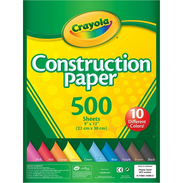Crayola Construction Paper, 500 Count In 10 Colors