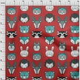 thumbnail image 4 of oneOone Velvet Red Fabric Cute Animal Face Pattern Craft Projects Decor Fabric Printed By The Yard 58 Inch Wide, 4 of 5
