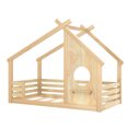 thumbnail image 5 of Miniyam Twin Floor Bed for Kids with Guardrails and Roof, Montessori House Bed Frame, Natural, 5 of 7
