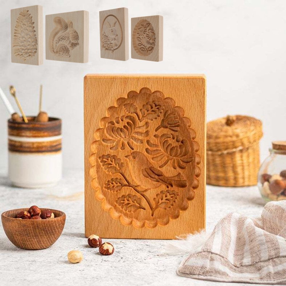 Moules à Biscuits En Bois Gravé 3D – Pour Décorations Festives, Mariage, Fêtes – Modèles Réalistes Et Détaillés - 6