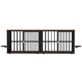 thumbnail image 2 of ModFusion 3-Door Brown Wood Texture Metal Dog Cage - Stackable Design with Corner L-Shape & Rotating Double Feeding Bowl, 2 of 10