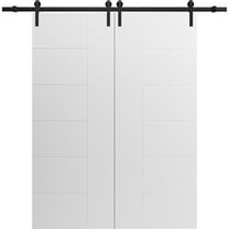 Modern Double Barn Door 36" x 96" inches / Mela 0716 Painted White / 13FT Rail Track Set / Solid Panel Interior Doors