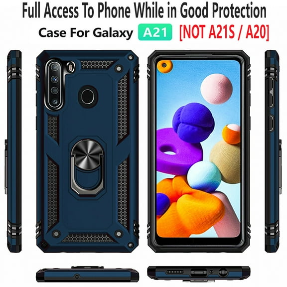Samsung Galaxy A21 Case, STARSHOP Drop Protection Ring Kickstand Cover- Ink Blue