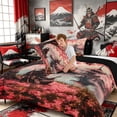 thumbnail image 4 of Manfei Fantasy Samurai Queen Comforter Set for Boys Men, Cherry Lake Bedding Comforter Set, Pink Black Teal, Black Reversible 3-Piece, 1 Comforter and 2 Pillowcases, 4 of 6