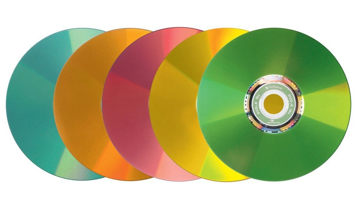 Verbatim LightScribe DVD+R 120pk Assorted Colors - Laser Etch Prints To Disc