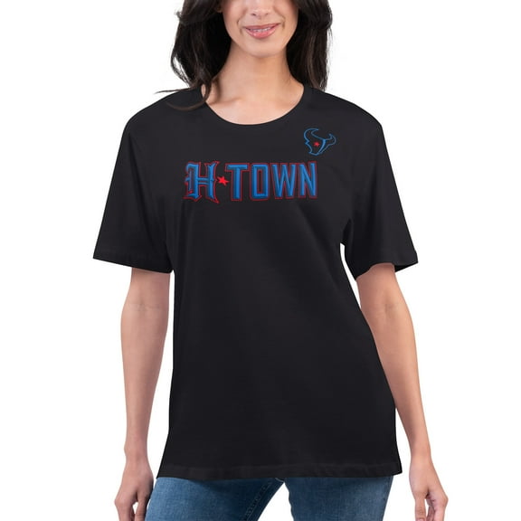 Women's G-III 4Her by Carl Banks Black Houston Texans Super-Slim Fit Lightweight H-Town T-Shirt