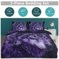 thumbnail image 5 of 3 Pcs Soft Bedding Set, Includes 1 Duvet Cover with Zipper And 2 Pillow,Shams Purple Wolf Full(79"×90"), 5 of 8