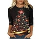 thumbnail image 2 of Pntutb - Camiseta holgada con estampado de moda para mujer, blusa de manga 3/4 de longitud media, cuello redondo, tops casuales Pntutb Pntutb-2942, 2 of 4