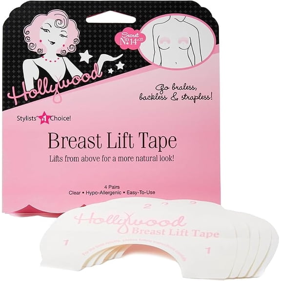 Hollywood Fashion Secrets Bra Tape for Breast Lift No. 14 for All Cups, Hypoallergenic, 4 Pairs