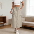 thumbnail image 2 of Wdgfv Maxi Skirt for Women Summer Side Slit Pencil Skirts Elastic High Waisted Long Skirt, 2 of 5