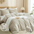 thumbnail image 5 of PHF Waffle Duvet Cover Set Queen Size, 3 Pieces Soft Breathable Bedding Comforter Cover for All Seasons, Waffle Textured Duvet Cover with 2 Pillow Shams Bedding Collection, 90"x90", Linen, 5 of 6