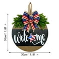 thumbnail image 3 of Independence Day Welcome Sign Wooden Plaque Decoration Memorial Day Round Wooden Patriotic Wreath Wall Hanging Outdoor For Front Door Porch Home Decor American Flag Themed Welcome, 3 of 6