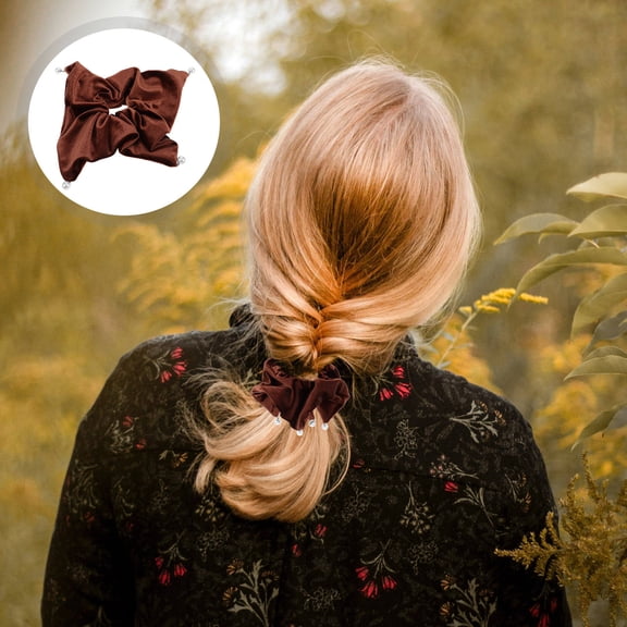 COMPUKAS Hair Ribbons for Women Velvet Hair Tie for Korean Style Low Ponytail Hairstyles 1Set