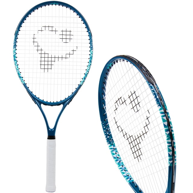 Kids Tennis Racket with Training Videos - 25 Inch Aluminum Youth Tennis Racket, Neoprene Handle - Junior Tennis Racket for Kids Age 5-12 - Childrens Tennis Rackets by Street Tennis Club, Navy Blue