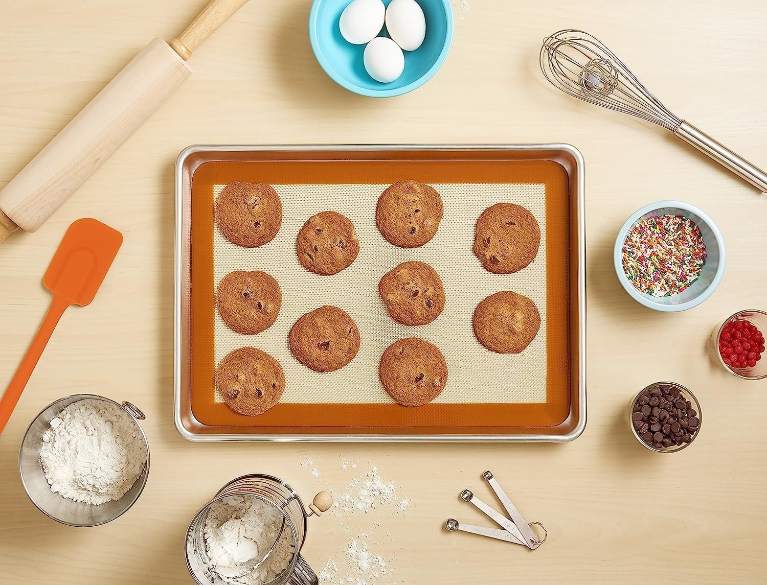 TrueCraftware- Silicone Rectangular Baking Mat 14-5/8" x 20-1/2" fits 2/3 Size Sheet Pan -Nonstick Baking Mat Counter Mat Dough Rolling Mat Oven Liner Reusable
