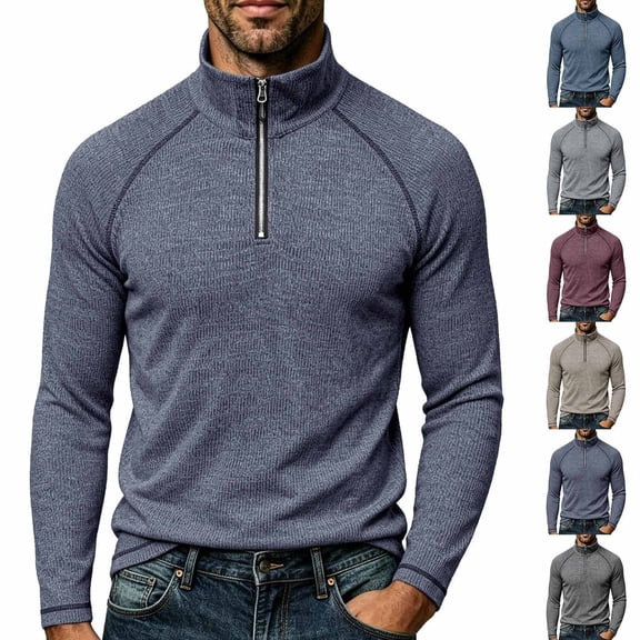 Zenithor Men's Quarter-Zip Pullovers Regular Fit Mock Neck Sweatshirts Stretch Soft Cozy Tops for Running Gym Dark Gray(M-3XL)