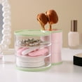 thumbnail image 4 of Makeup Organizer,Storage And Organization,3 Compartments Powder Puff Storage Box Rotating Dusts Proof Dressing Table Desktop Lipstick And Makeup Brush Storage Tube Storage Rack, 4 of 7