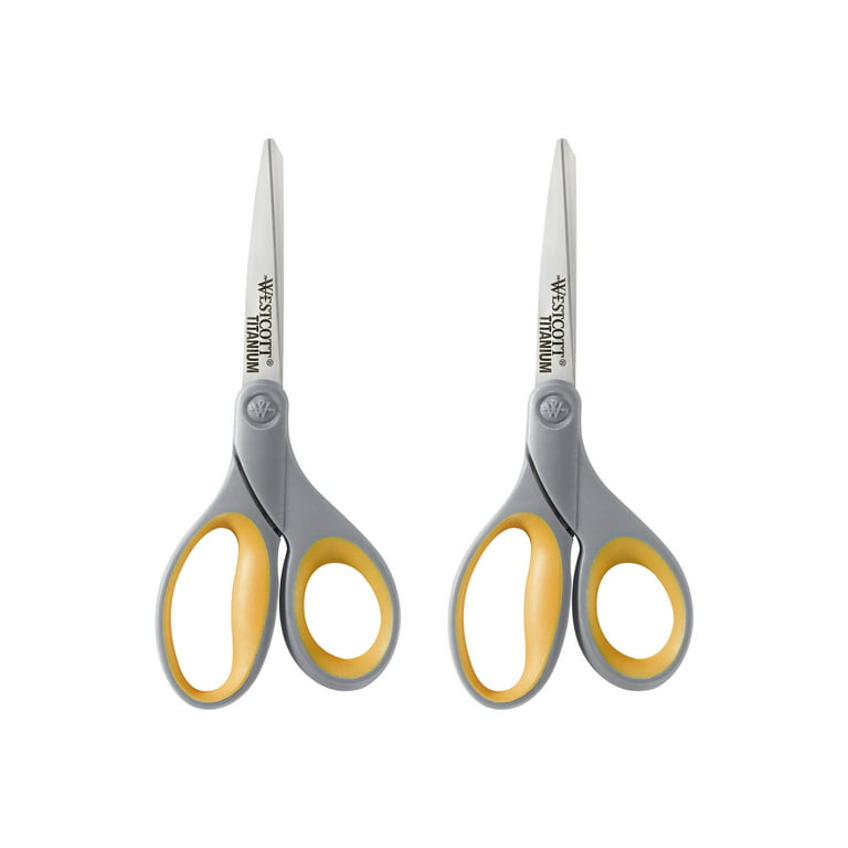Westcott 13901 8 Straight Titanium Bonded Scissors, Grey/Yellow