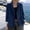 *Blue, variant on Women's Corduroy Notch Collar Long Sleeve Button Front Blazer with Shoulder Pads ,Casual Loose Trendy Jacket Black,Women's Plus S