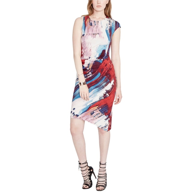 Rachel Roy Womens Abstract-Print Asymmetrical Dress, Red, X-Small