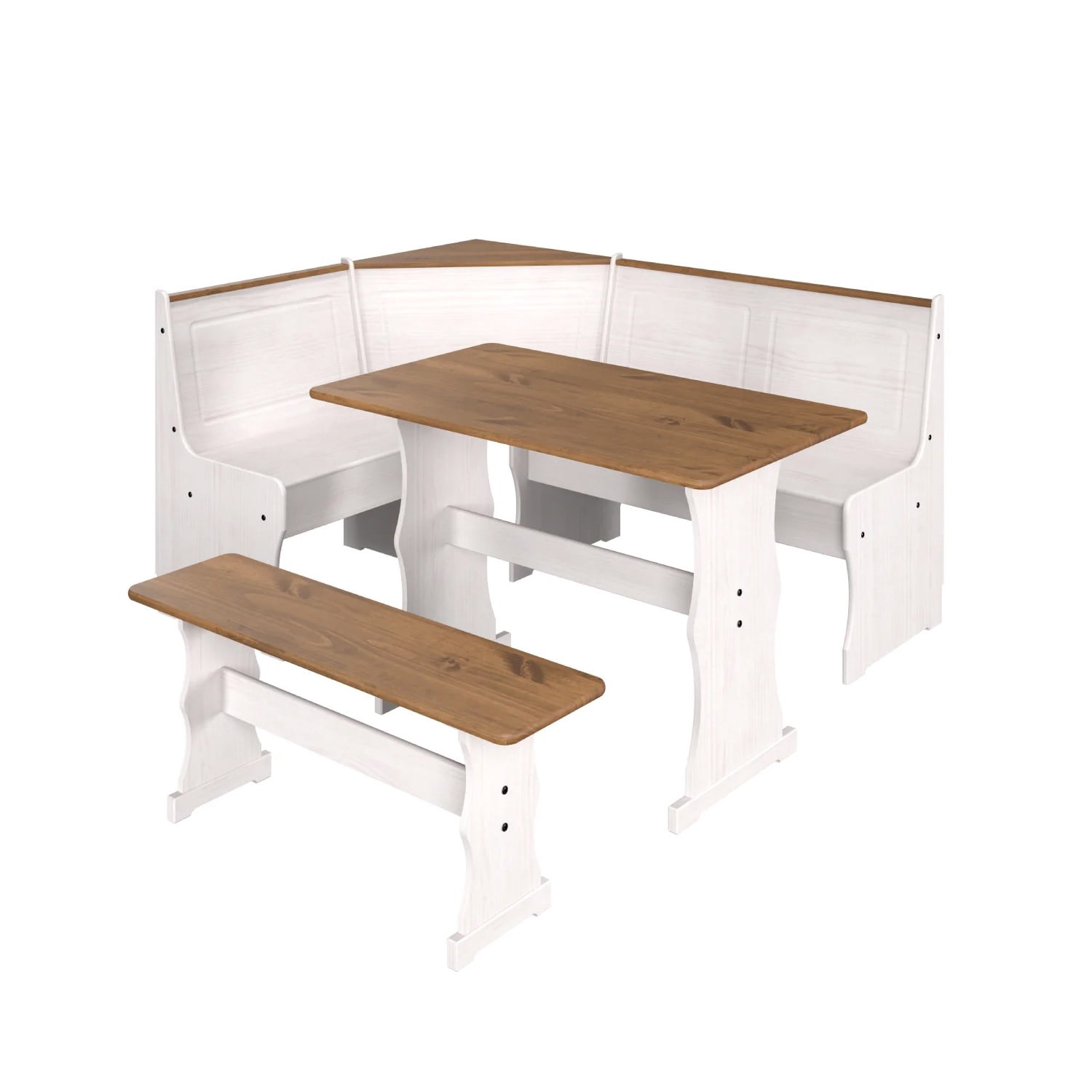 OS Home and Office Furniture Solid Pine Corner Dining Booth in White