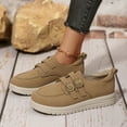 thumbnail image 2 of Rokment Womens Vintage Buckles Platform Oxfords Penny Loafers Walking Shoes Fashionable Casual Suede Dress Fashion Sneakers 2026 Spring Fall Comfortable Khaki Size 6.5, 2 of 7
