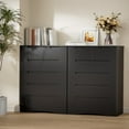 thumbnail image 3 of Dressers for Bedroom, Lofka 6 Drawers Dresser with Cutout Handles, Wood Storage Cabinet for Living Room, Black, 3 of 9