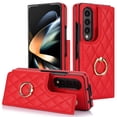 thumbnail image 2 of ELEHOLD Luxury Wallet Case for Samsung Galaxy Z Fold 3, Faux Leather Non-Slip Grip Ring Holder Flip Kickstand Card Cash Slot Shockproof Protection Case for Samsung Galaxy Z Fold 3 ,Red, 2 of 7